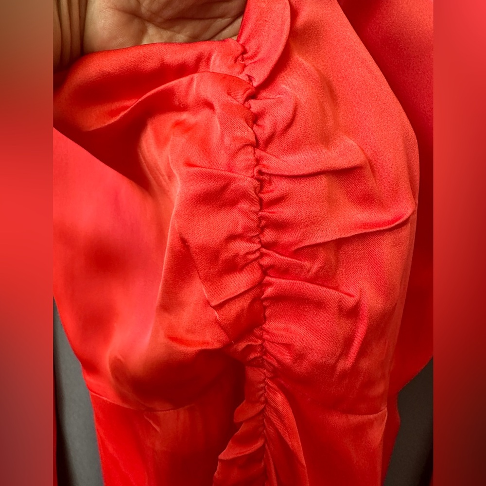 Veronica Beard silk blend, chain detail midi dress, sz 0, new, watermelon color - Picture 11 of 13